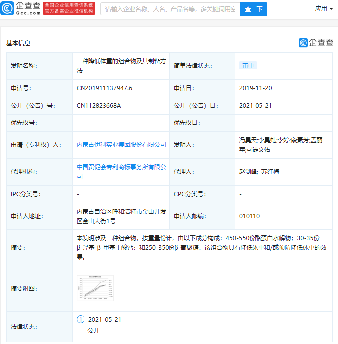 伊利股份获得外观设计专利授权：“包装瓶”